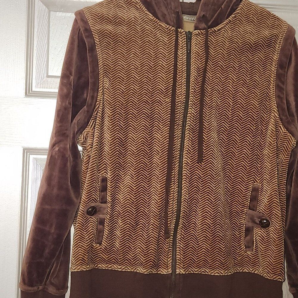 Vintage Chevron Hooded Zip Up Sweater - Picture 1 of 6